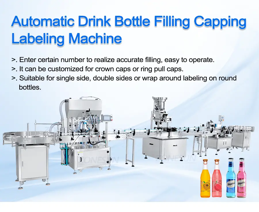 Automatic Drink Bottle Filling Capping And Labeling Machine