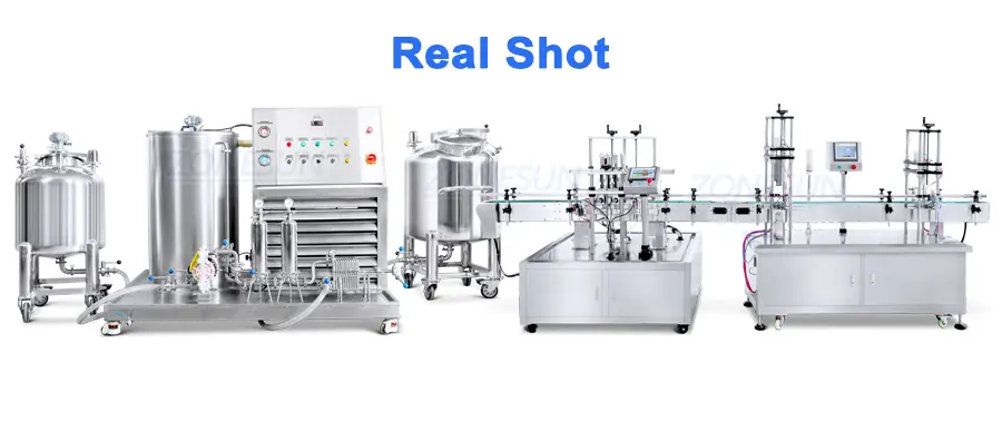 Real shot of perfume making filling and capping machine