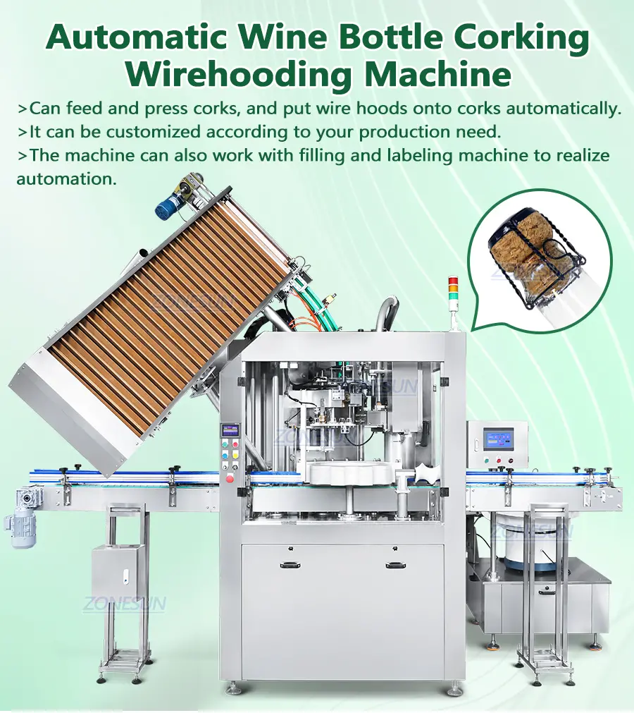 Automatic Sparkling Wine Corking And Wirehooding Machine