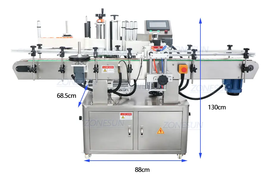 Diagram of liquid solution bottle labeling machine