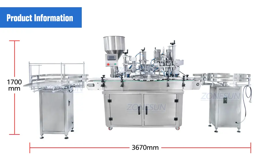 Size of Glue Bottle Filling Capping Machine