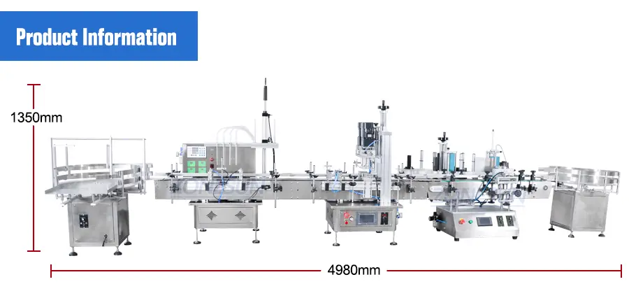 Size of Tabletop Automatic Liquid Filling Capping Labeling Machine Line