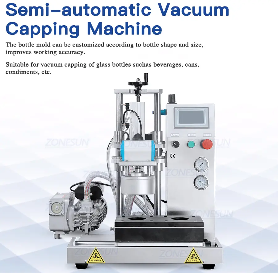 Semi-Automatic Jam Bottle Vacuum Capping Machine