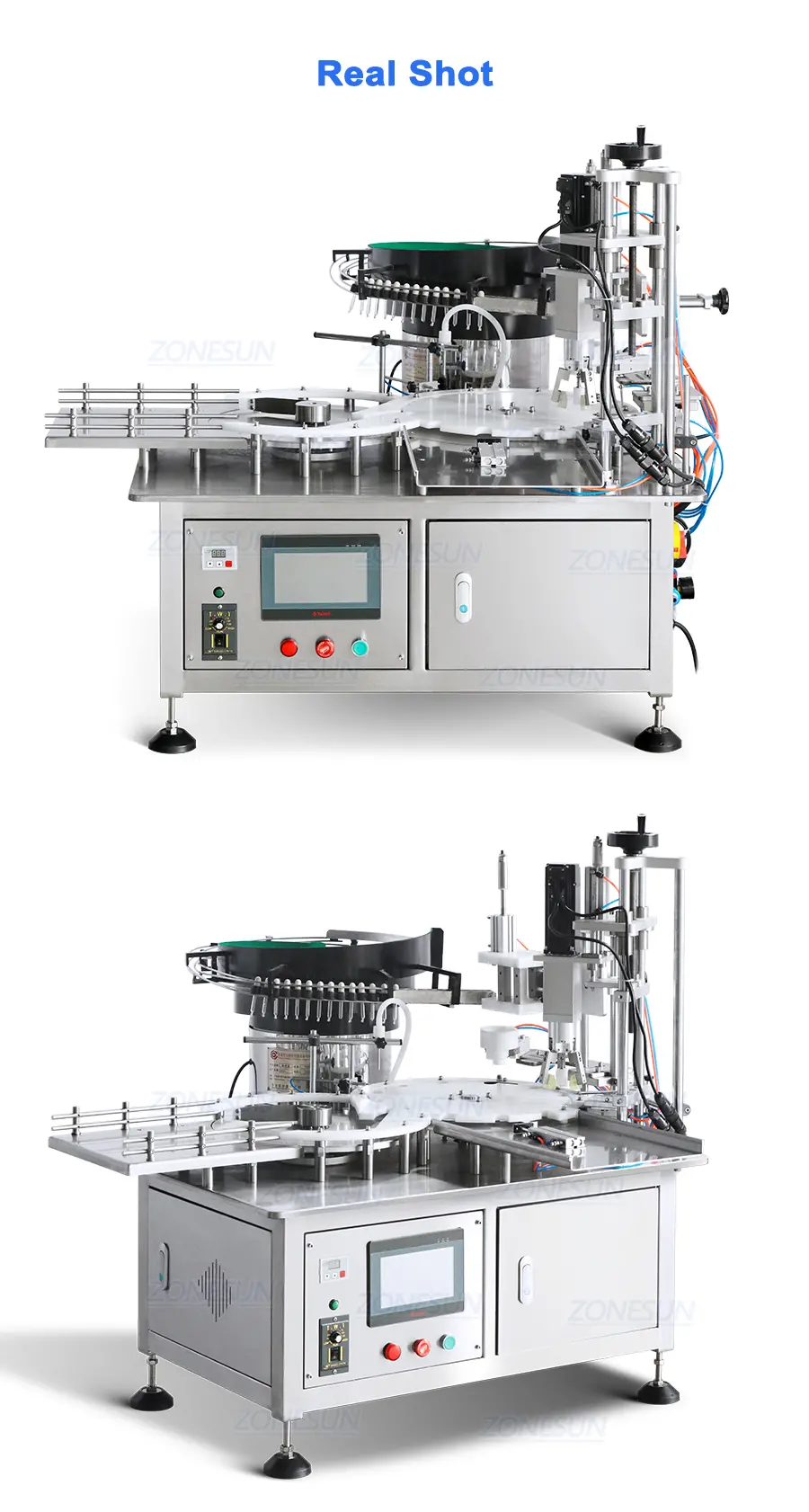Real Shot of sample bottle filling capping machine
