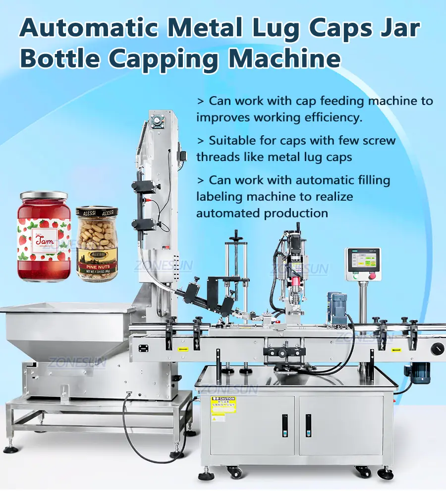 Automatic Lug Capping Machine For Glass Jars