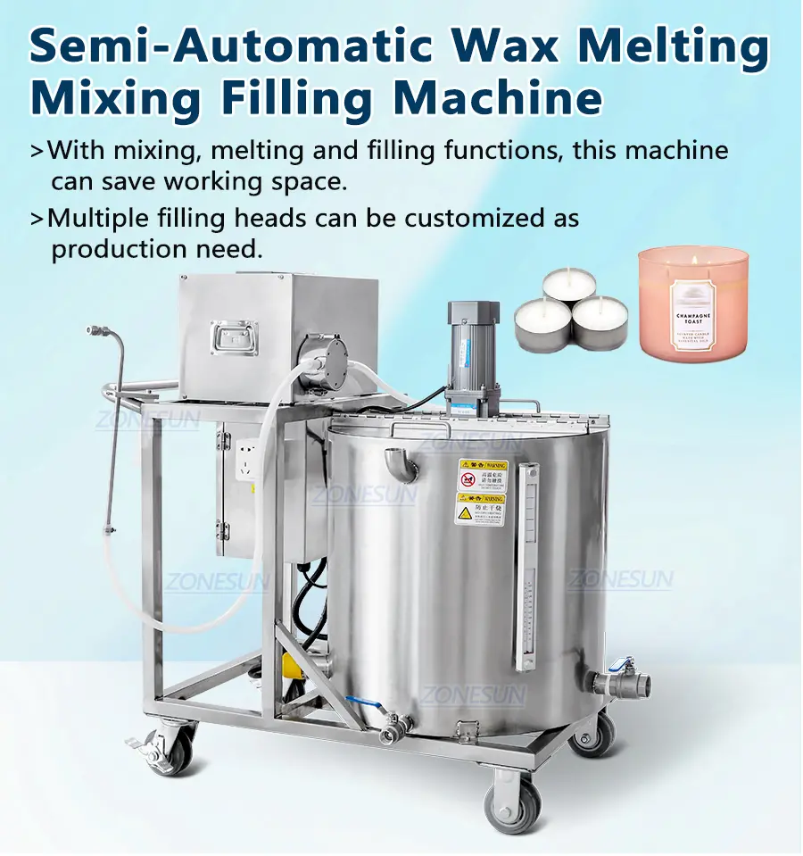 Semi-Automatic Hot Paraffin Candle Melting Mixing Filling Machine