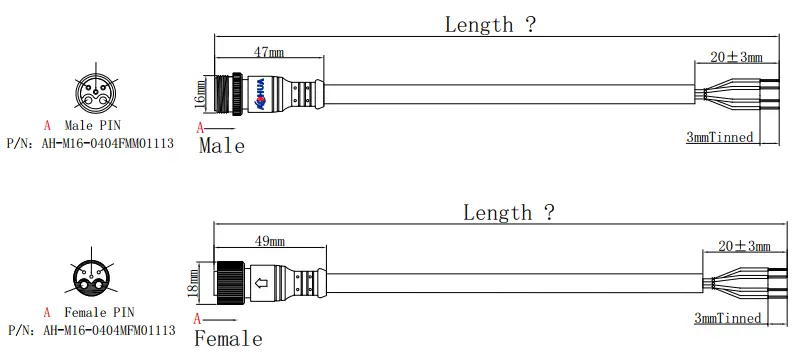 M16connector DRAWING 2+3pin