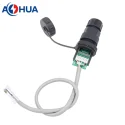 AHUA IP67 panel mount waterproof RJ45 connector with ethernet cable for cat5 cat6