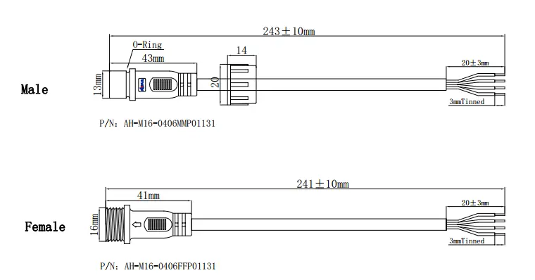 M16 connector DRAWING 4pin