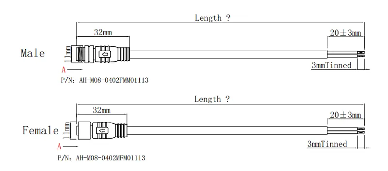 M8 connector DRAWING 2pin