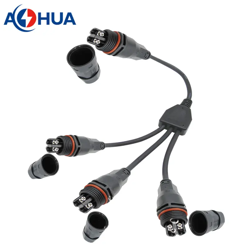 Plant grow led light power M20 screw type Y type cable solution waterproof connector 2 pin