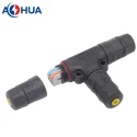 M20 2 pin quick push wire waterproof T connector for power cable splitter
