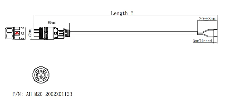 M20 L Connector DRAWING 2pin