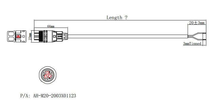 M20 L Connector DRAWING 3pin