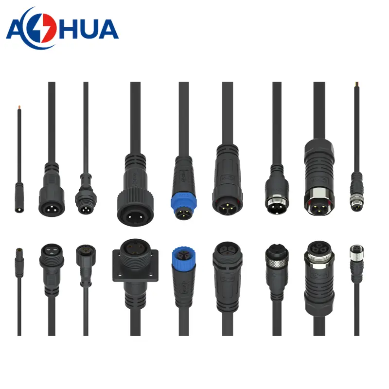 AHUA M6 M8 M10 M12 M14 M16 M19 male female waterproof molded cable connector 2 3 4 5 6 pin