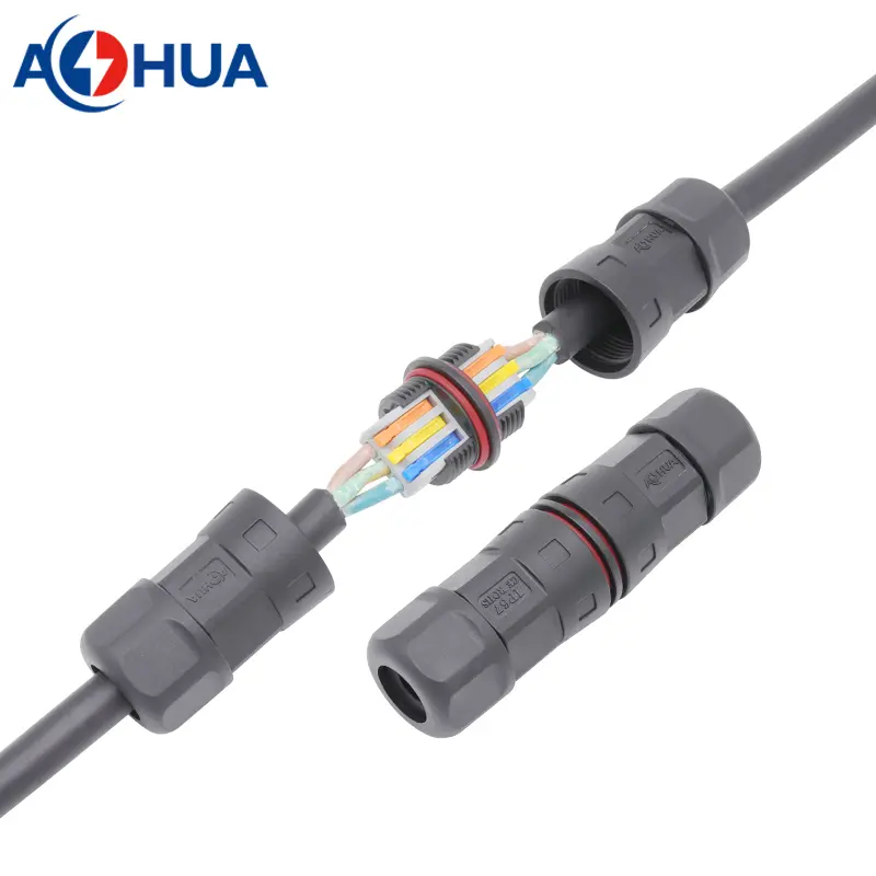 AHUA M25 3pin quick push power wire 25A IP68 waterproof cable connector
