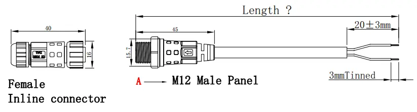 M12 waterproof panel wire connector