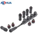 AHUA cable solution M20 distributor male female assembly F type wire connector 1 to 2 3 4 socket for led lighting