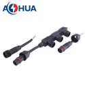 M19 distributor 1 to 3 LED module cable solution F type waterproof wire connector