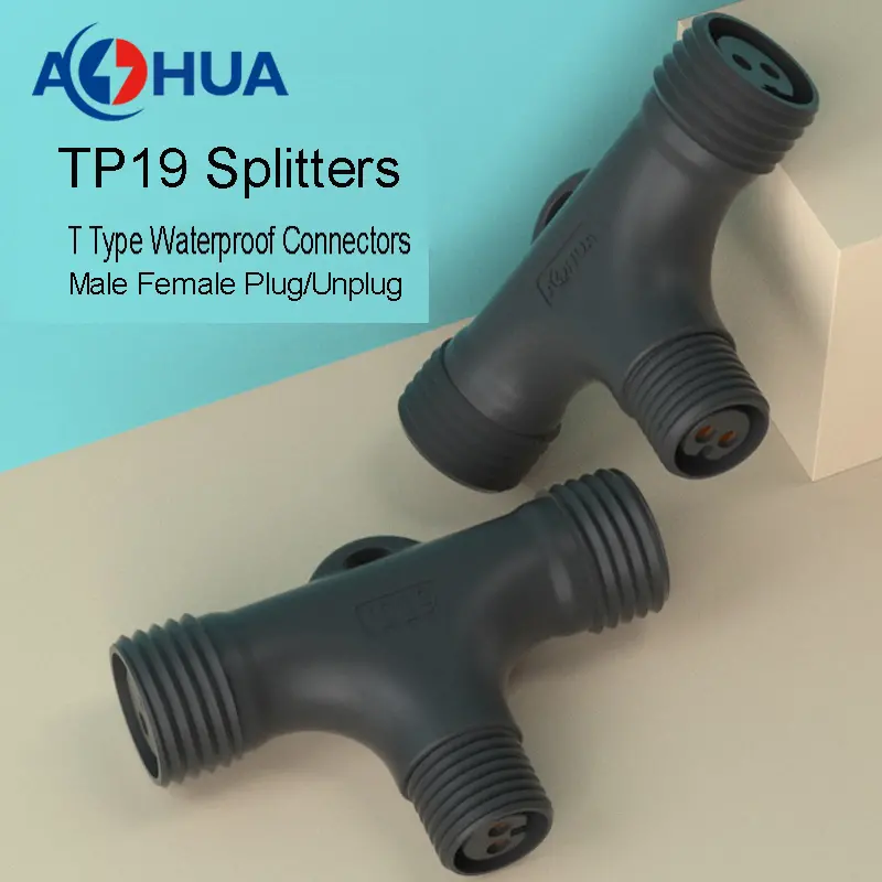 AOHUA T type multi-terminal splitters male female plug IP65 waterproof connectors