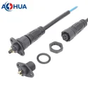 AOHUA M12 oval type junction box male female 3 pin 20AWG length 300mm PVC cable panel mount waterproof plugs