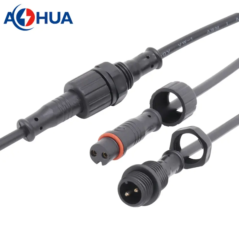 2-pin-M12-panel-type-electric-wire-waterproof-plugs