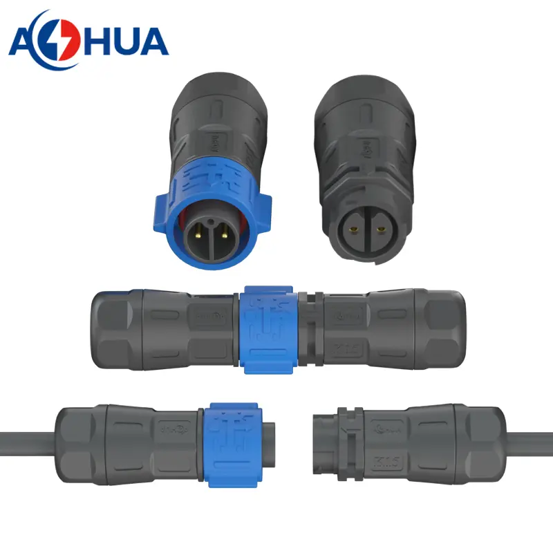 AOHUA AC 10A power 1.0mm cable screw assembly type male to female 2 pin wire waterproof plugs