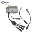 Control box wire tail processing y type cable solution 3 pin M16 metal power cable waterproof connector