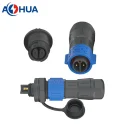 AHUA 2 pin electrical control box panel mount K15 10A 1.0 0.75 0.5 mm male female IP67 IP68 waterproof power wire connectors