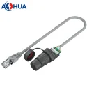 AOHUA IP67 panel mount Ethernet cat6 568B FLUKE passed cable waterproof RJ45 connector