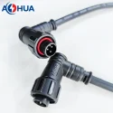 AHUA M16 3 Pin Power Wire 0.75mm² Waterproof Ip67 Ip68 Male Female Wire Connector Angle Type 90 degree