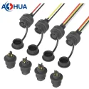 Customized Panel Mount IP67 2 Pin Waterproof Electrical Cable Connector With Single Core Wire