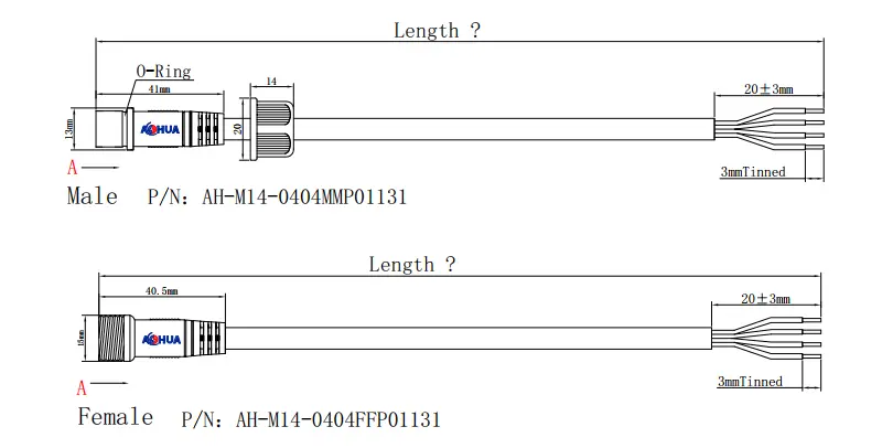 M14 Connector DRAWING 4pin