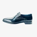 Men dress shoe in black cow leather and embossed leather