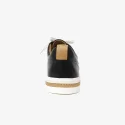 Fashion genuine leather women everyday sneaker shoe in black color