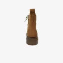 Wholesale height 12cm women fashionable round toe boots shoe in brown genuine leather