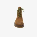 Wholesale height 12cm women fashionable round toe boots shoe in brown genuine leather