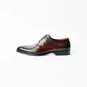 Fashion men dress shoe in burgundy cow leather and embossed leather