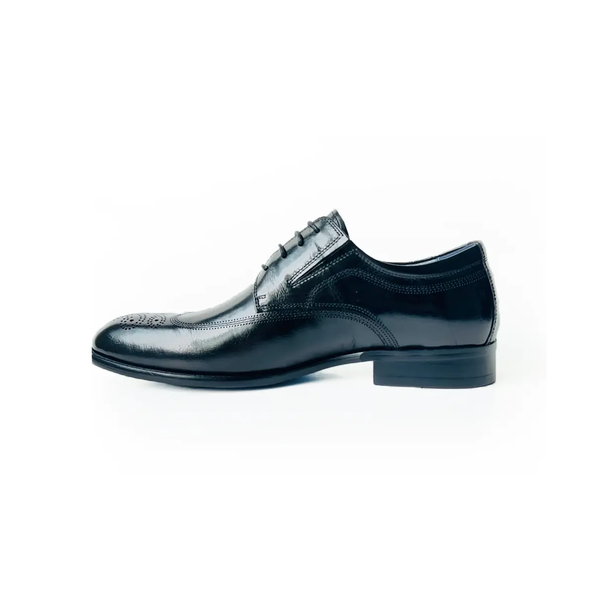 Fashion height 7cm men dress shoe in black genuine leather