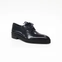 Women pointed toe dress shoe in black genuine leather