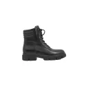 Wholesale height 14cm women fashionable round toe boots shoe in black genuine leather