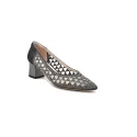 Wholesale height 6cm women fashionable pointed toe pump shoe in grey pu & mesh w/rivet
