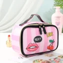 Leather Love Heart Portable Women Cosmetic Bag Multifunction Travel Storage Organize Portable Handbag Zipper Makeup Case1