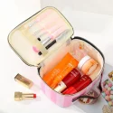 Leather Love Heart Portable Women Cosmetic Bag Multifunction Travel Storage Organize Portable Handbag Zipper Makeup Case3