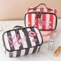 Leather Love Heart Portable Women Cosmetic Bag Multifunction Travel Storage Organize Portable Handbag Zipper Makeup Case