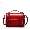 Oil Wax Genuine Leather Luxury Vintage Flip Shoulder Crossbody Bags Puress Handbags for Woman