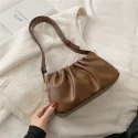 Fashion Retro PU Leather Small Armpit Shoulder Bags for Women 2022 Handbag and Purses Folds Crossbody8