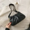 Fashion Retro PU Leather Small Armpit Shoulder Bags for Women 2022 Handbag and Purses Folds Crossbody7
