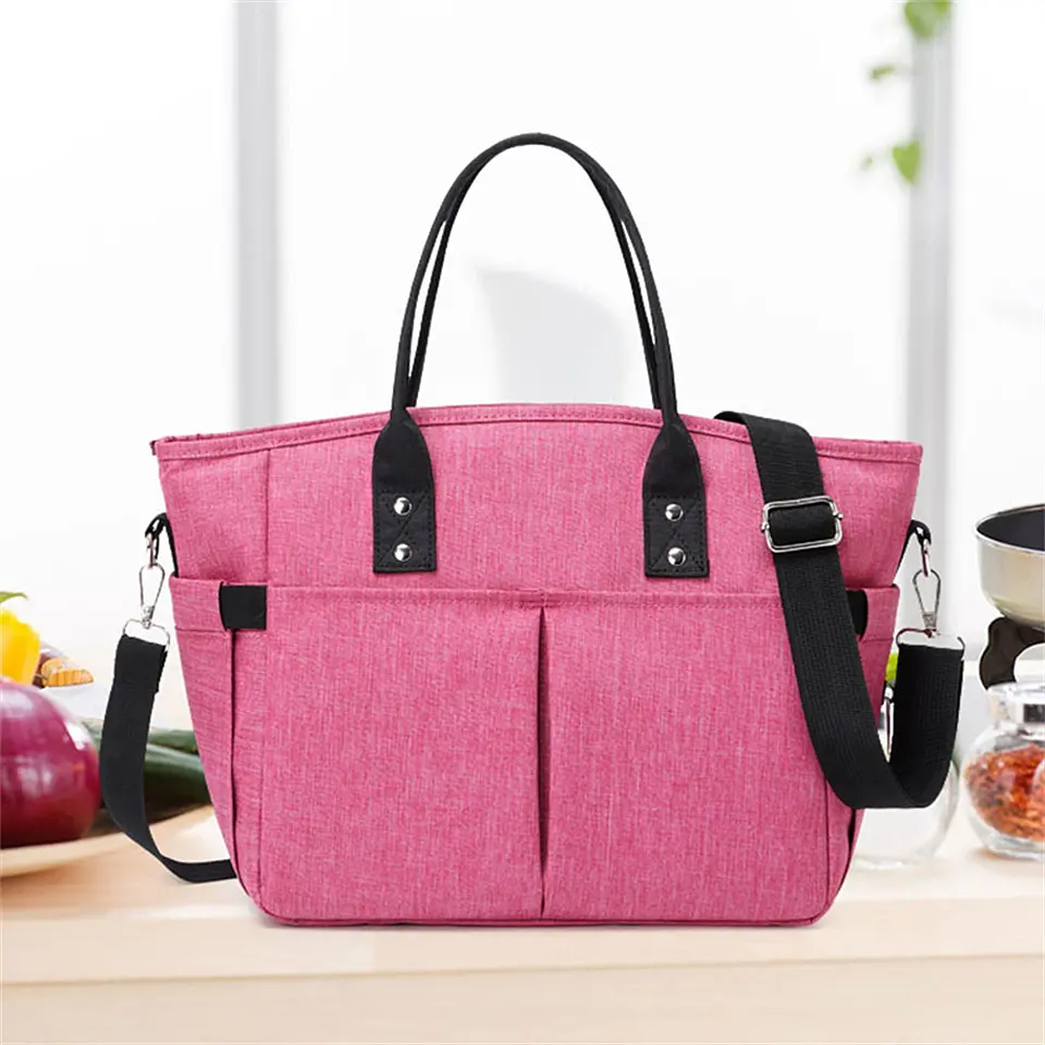 High-Capacity-Women-Lunch-Bag-Portable-Food-Thermal-Handbag-Camping-Hiking-Fruit-Snack-Preservation-Bento-Pouch