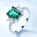 Green Emerald Genuine 925 Sterling Silver Rings for Women Promise Princess Gemstone Ring Wedding Romantic (1)